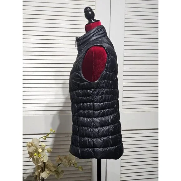 Athleta Women's Black Nylon Shell Puffer Downalicious Deluxe Vest Size M 2987 - Picture 4 of 13